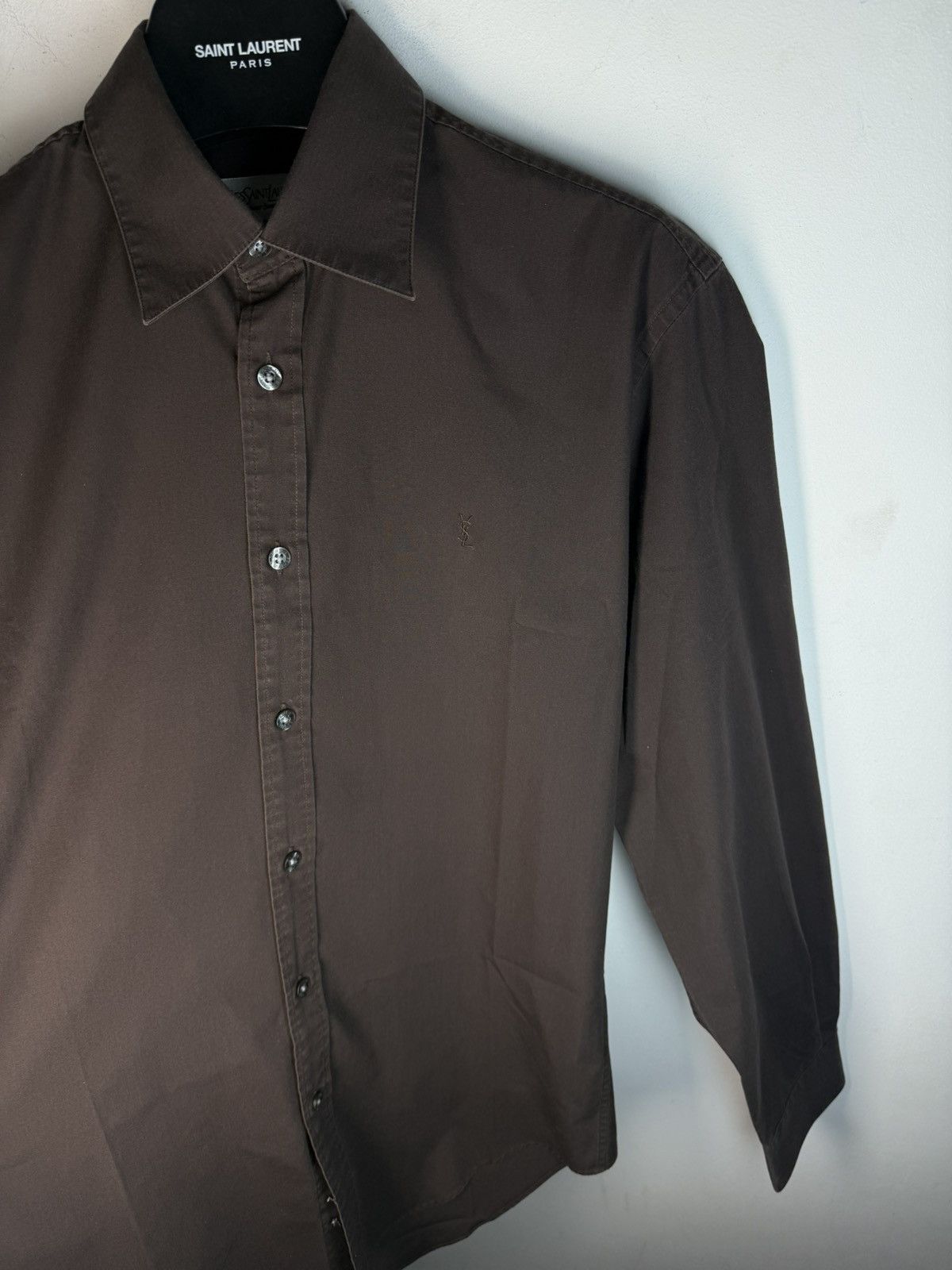 Yves Saint Laurent Brown YSL Shirt Button Up Dress Luxury Casual Collar Y2k Size US S / EU 44-46 / 1 - 19 Thumbnail
