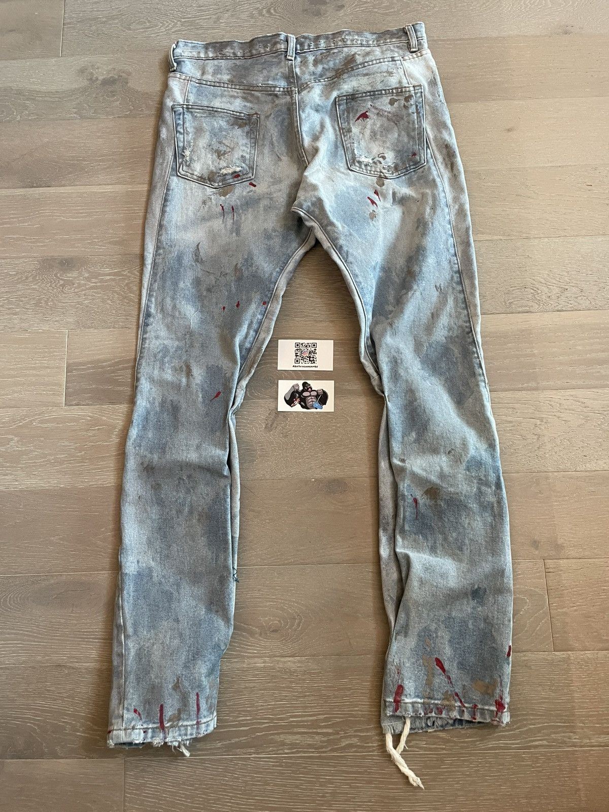 RRR-123 RRR123 Painted Repented Pants Indigo Size US 34 / EU 50 - 3 Thumbnail
