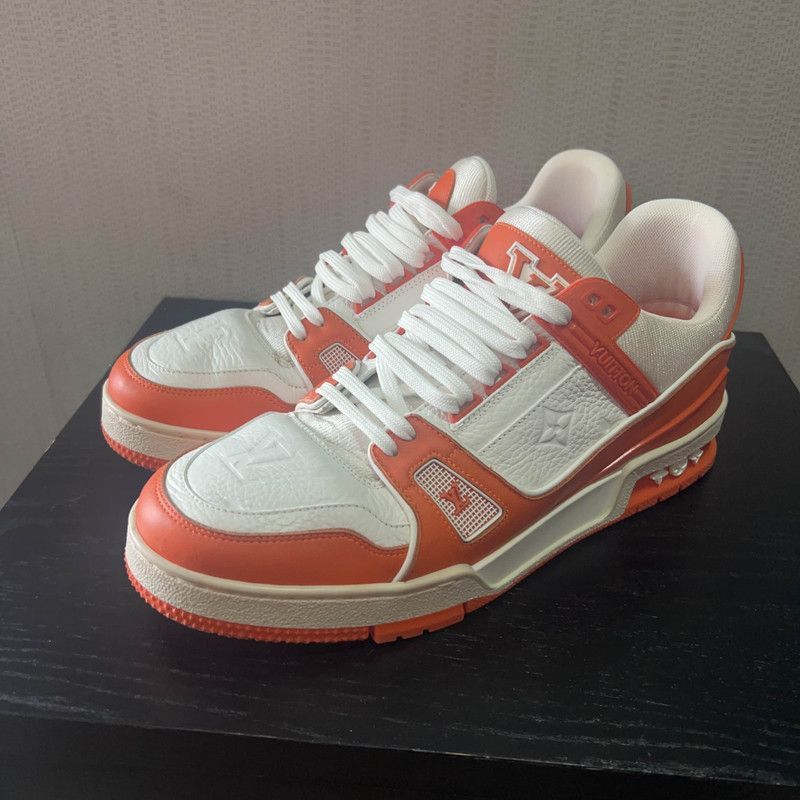 Louis Vuitton Louis Vuitton Trainer Orange and White Sneakers -2505 Size US 8 / IT 38 - 1 Thumbnail