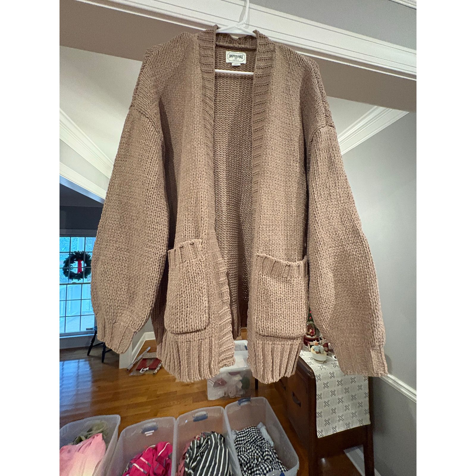 American Eagle Outfitters American Eagle Chunky Knit Cardigan S Pink Oversized Size S / US 4 / IT 40 - 4 Thumbnail