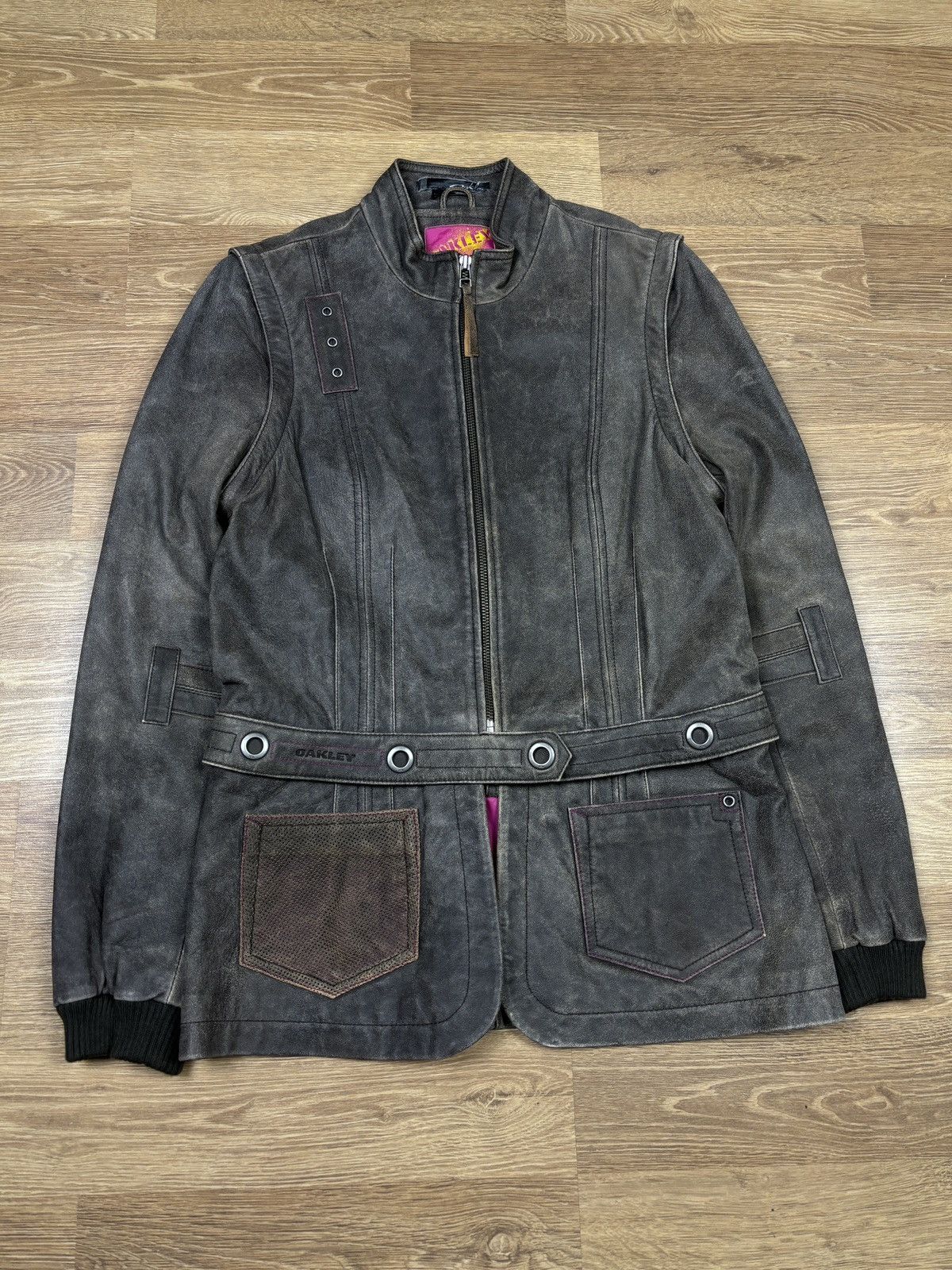 Oakley 2000s Oakley Detachable Distressed Industrial Leather Jacket Size M / US 6-8 / IT 42-44 - 5 Thumbnail