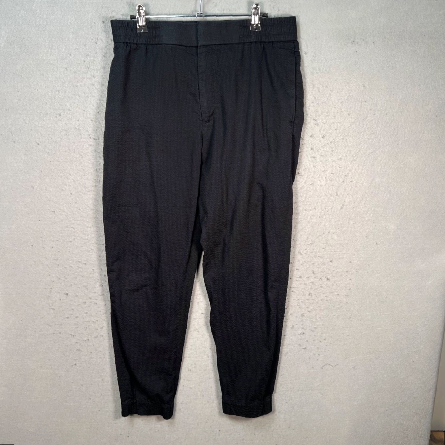 Cos COS Men's 32 Black Textured Cotton Tapered Leg Chino Pants Elastic Waist - Flat Front, Mid Rise, 27in Inseam, Casual, Regular, Pocket - Mens Pants Size US 32 / EU 48 - 2 Thumbnail