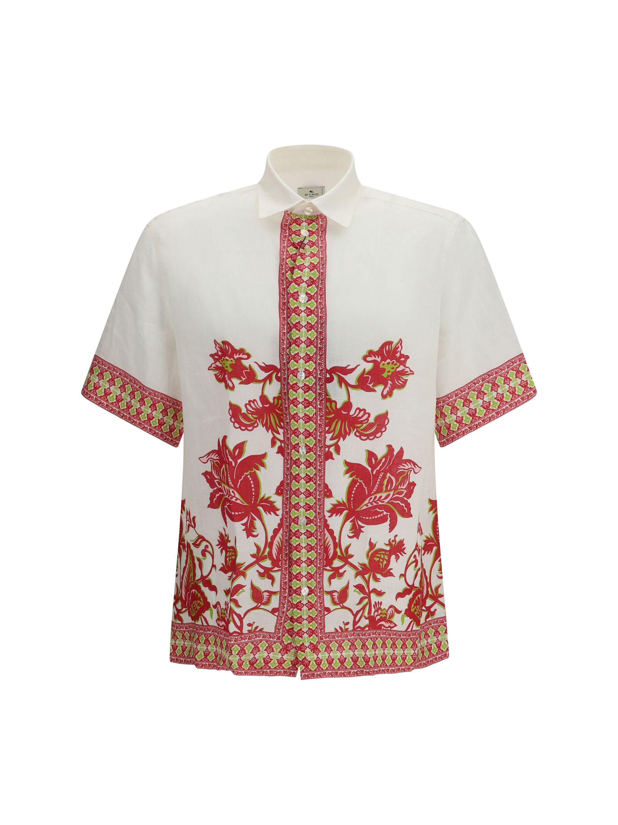 Etro Linen shirt with floral print and short sleeves Size US M / EU 48-50 / 2 - 1 Thumbnail
