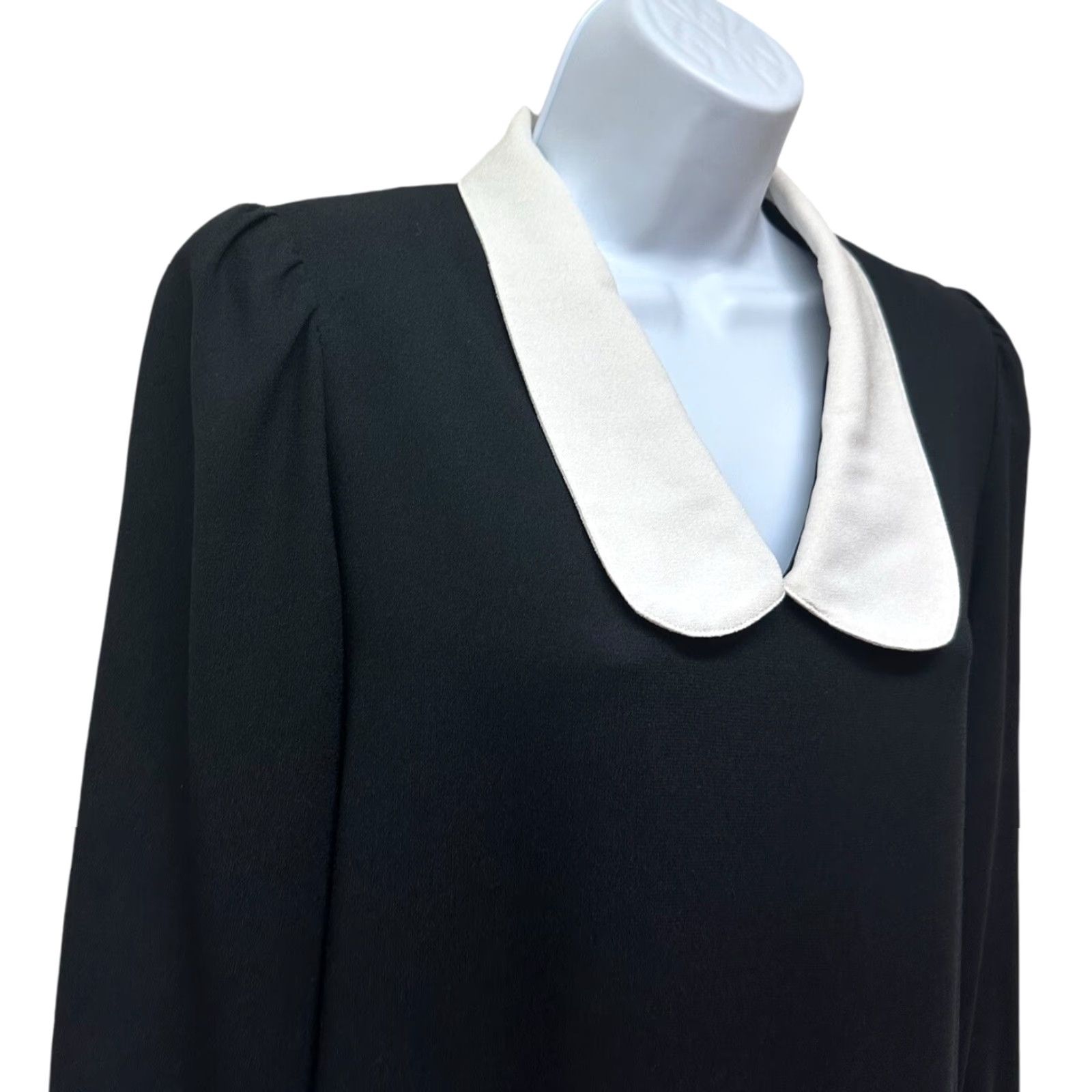 Vintage VINTAGE Black Modest White Collar Dress Wednesday Adams Cosplay M/L Caron Petite Shift Womens Size M / US 6-8 / IT 42-44 - 3 Thumbnail