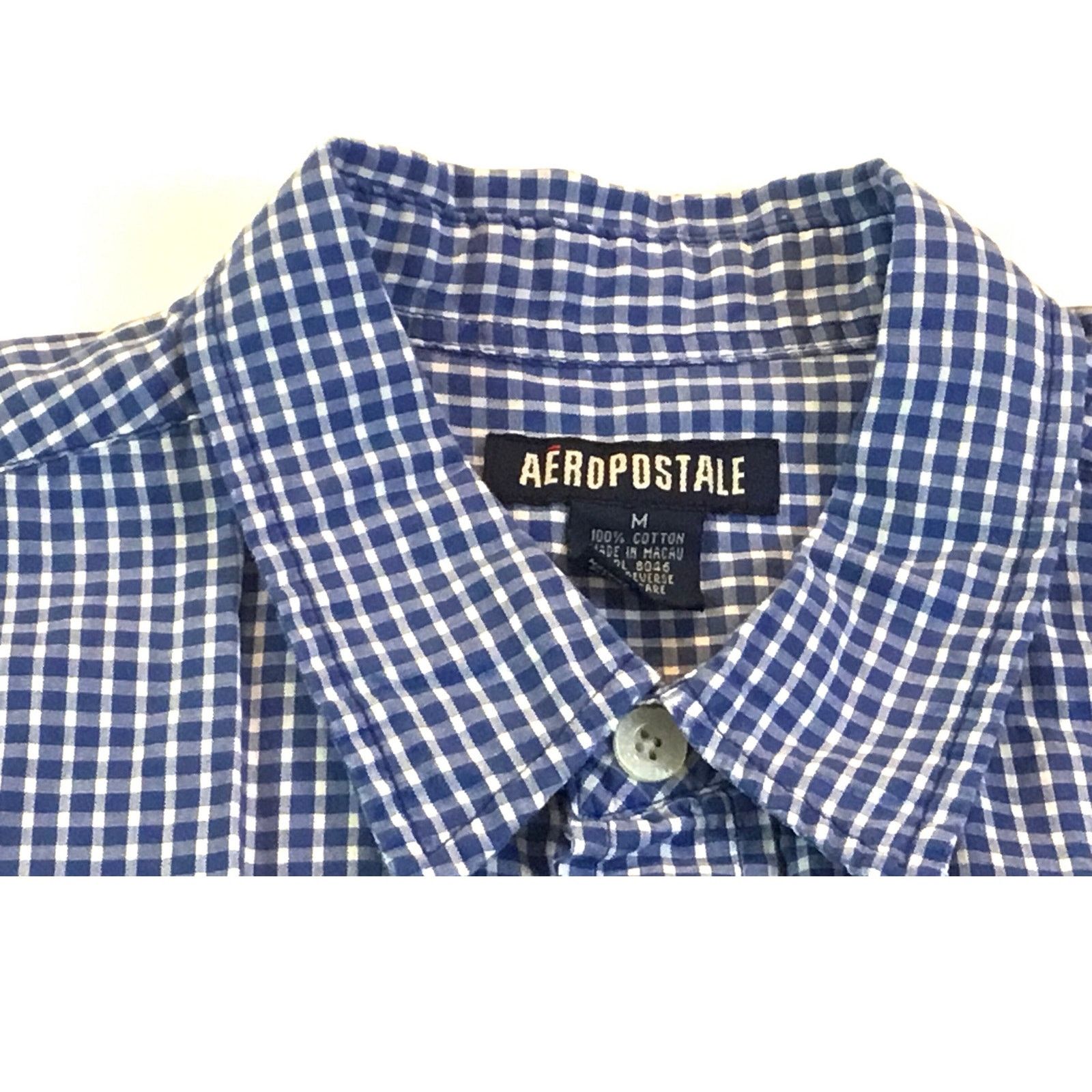 Aeropostale Aeropostale Blue White Check Short Sleeve Pocket Shirt Med Size US M / EU 48-50 / 2 - 3 Thumbnail