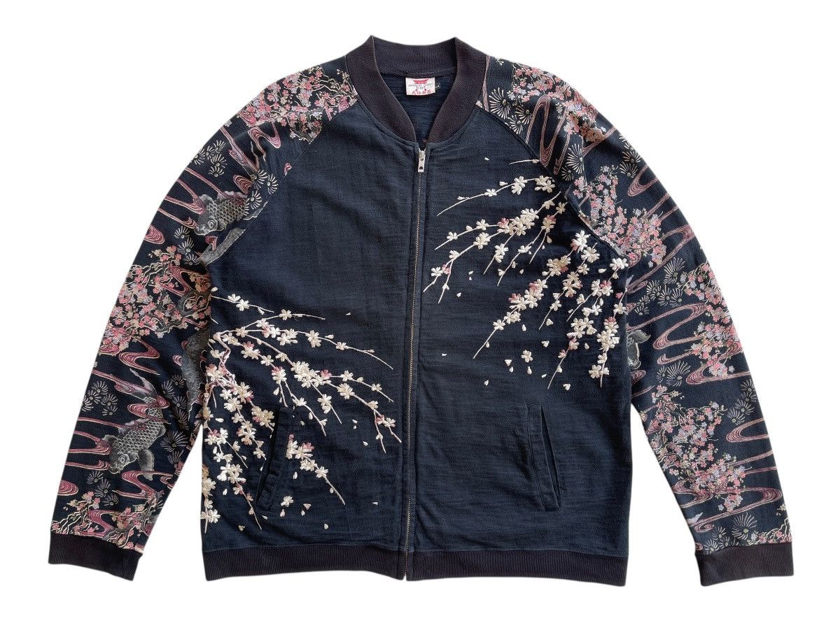 Japanese Brand Japanese Clasic Scrip Sukajan Embroidery Blossom Fish Motif Size US L / EU 52-54 / 3 - 3 Thumbnail