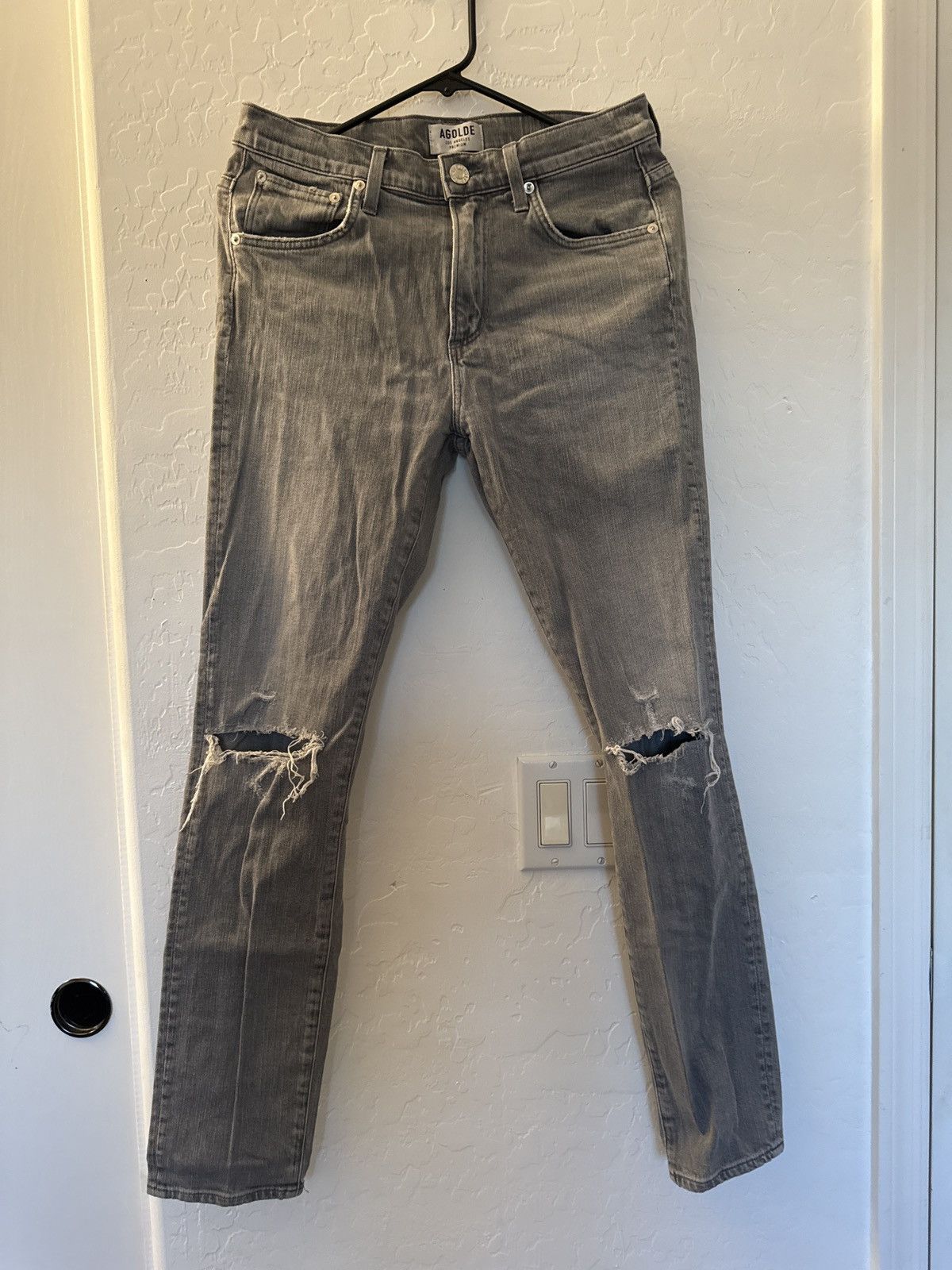 Agolde Agolde Grey Slim Ripped Jeans Size US 30 / EU 46 - 1 Thumbnail