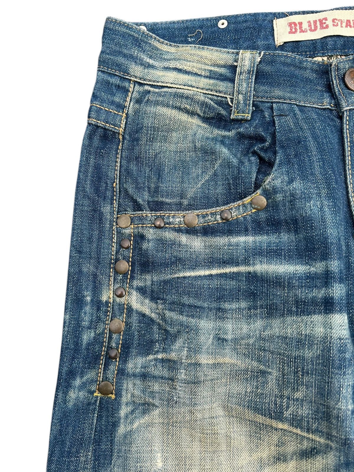 Kapital Vintage Blue Starnik Punk Bondage Faded Denim Jeans Size US 32 / EU 48 - 3 Thumbnail