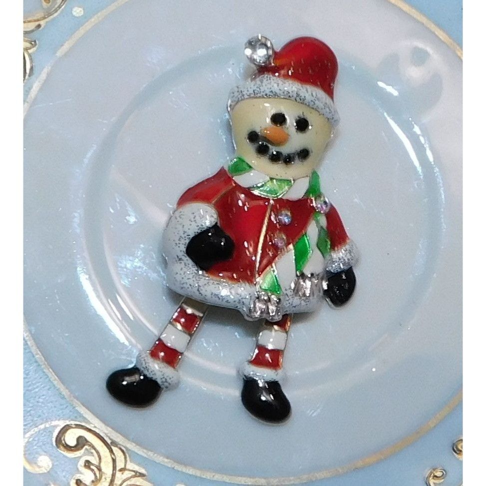 Other Vintage Articulated Snowman Glitter Brooch Size ONE SIZE - 1 Thumbnail