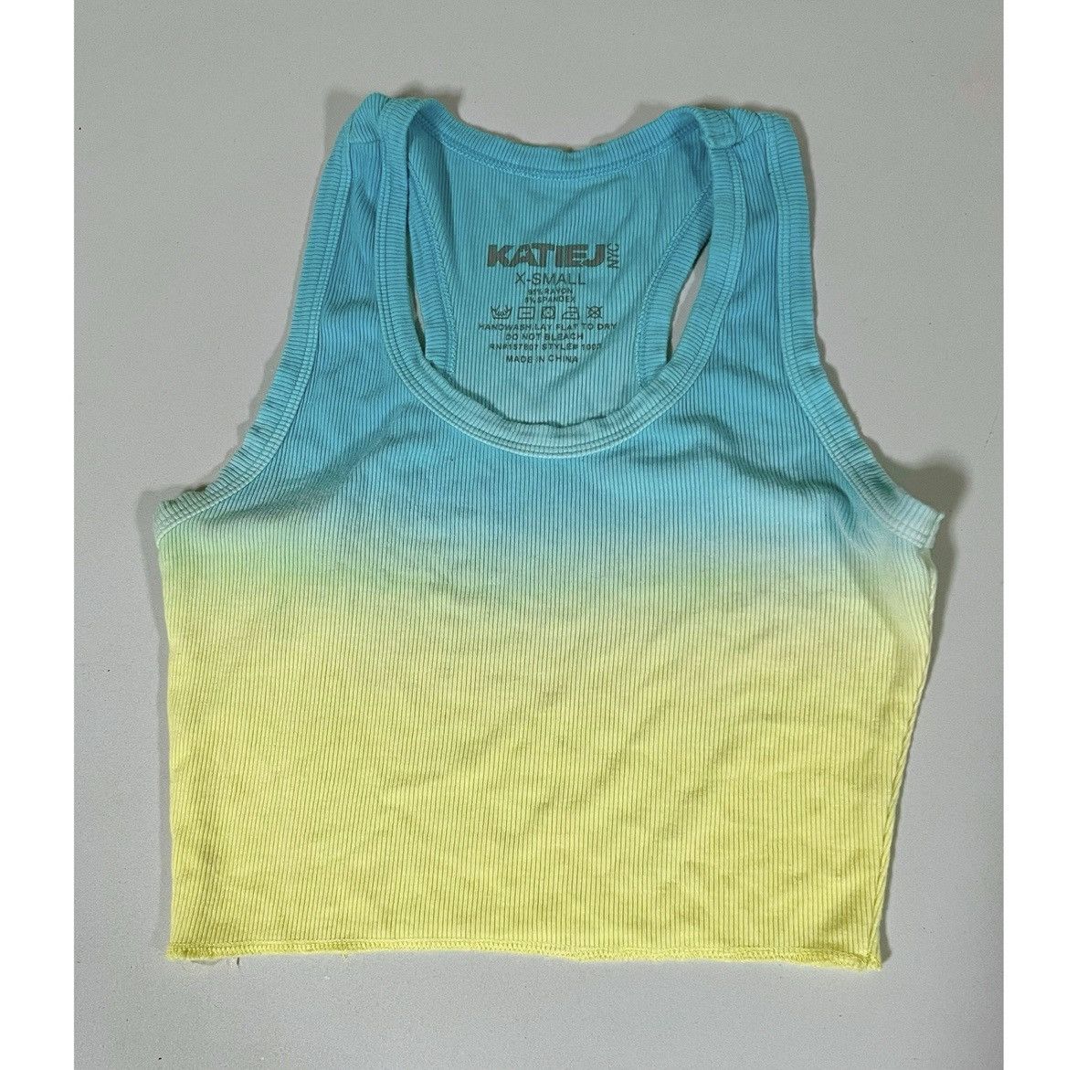 Katin Usa Katie J NYC Blue Yellow Ombre Tank Crop Top Shirt Size XS 🩵✨ Size XS / US 0-2 / IT 36-38 - 2 Thumbnail
