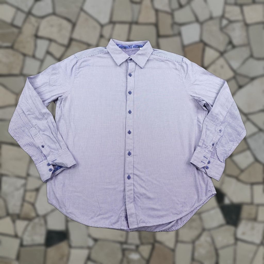 Robert Graham Robert Graham Button-Up Shirt Mens XL Blue Houndstooth Classic Fit Long Sleeve Size US XL / EU 56 / 4 - 1 Thumbnail