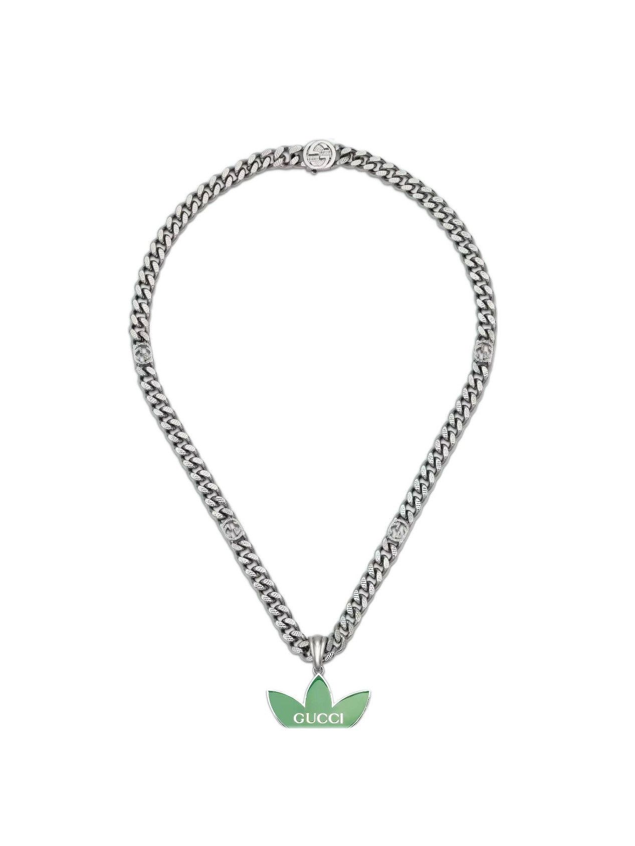 Gucci Enamel Gourmette Trefoil Small Pendant Necklace Size ONE SIZE - 9 Thumbnail