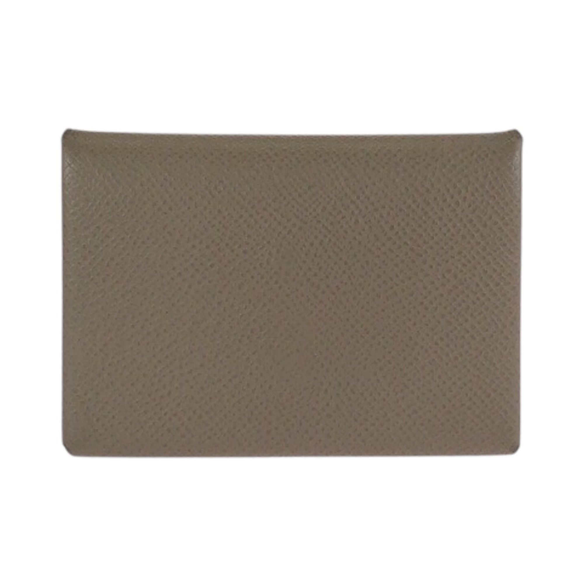 Hermes HERMES Calvi Duo Etoupe Greige Silver Hardware Chevre Leather Business Card Holder/Card Case/Wallet/Coin Purse with W Stamp for Women Size ONE SIZE - 1 Thumbnail