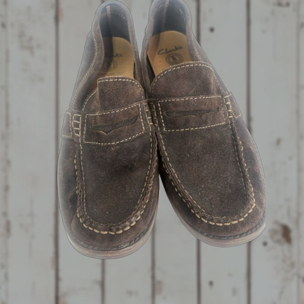 Clarks Clarks Brown Suede Penny Loafers Men’s Size 9M Size US 9 / EU 42 - 1 Thumbnail