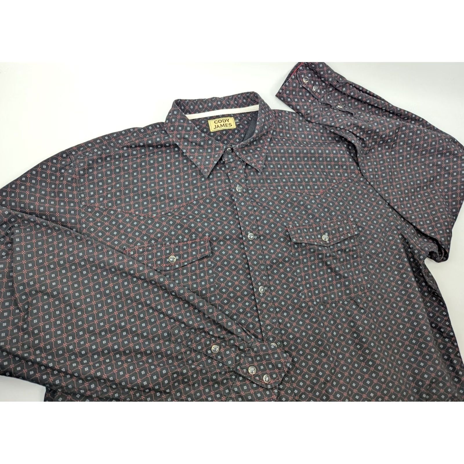 Cody James Cody James Mens Western Shirt 2XL Black Plaid Pearl Snap Regular Fit Button-Up Cowboy Shirt Mens Size US XXL / EU 58 / 5 - 2 Thumbnail