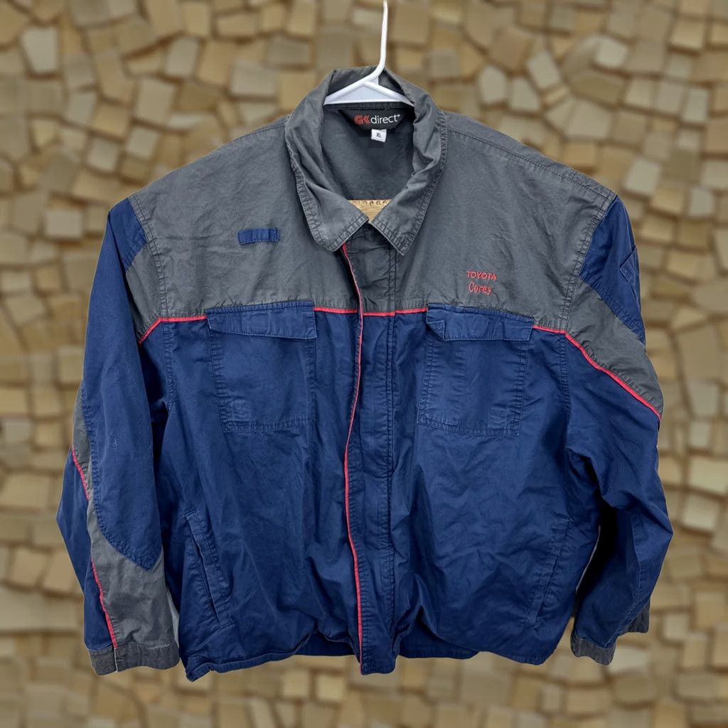 Vintage VINTAGE Toyota Mechanic Employee Work Jacket Blue Grey Mens XL Zip Up Direct Jacket Size US XL / EU 56 / 4 - 1 Thumbnail