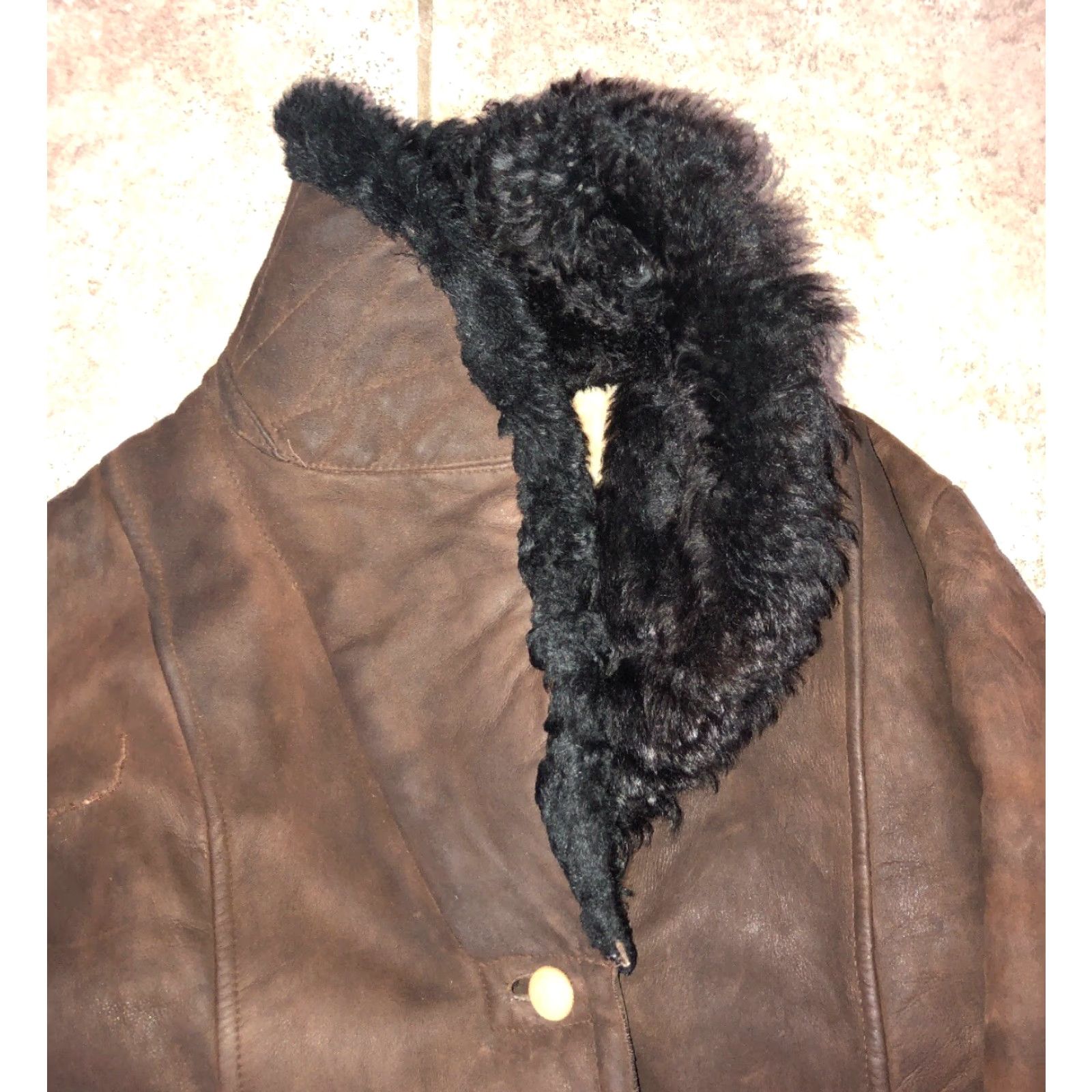 Vintage VINTAGE Women's Brown Leather Shearling Sheepskin Coat Fur Trim Size M Size M / US 6-8 / IT 42-44 - 3 Thumbnail