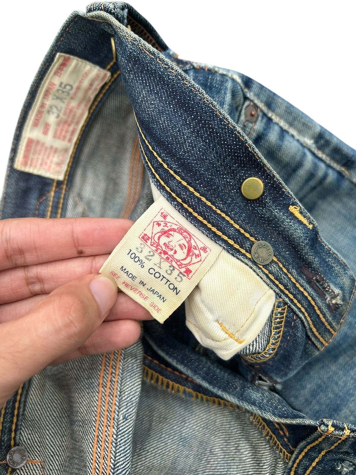 Kapital Buckle Back Vintage Evisu Cowboy Selvedge Distressed Denim Size US 32 / EU 48 - 5 Thumbnail