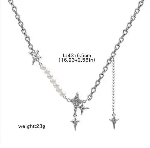 Japanese Brand Unisex punk star pendant multilayer pearl necklace chain Size ONE SIZE - 4 Thumbnail