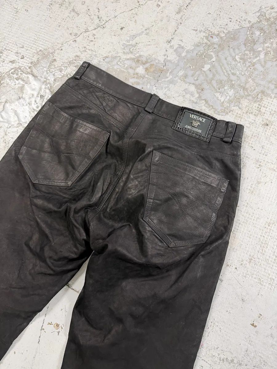 Versace 2000s Versace Black Eroded Leather Pants Size US 30 / EU 46 - 8 Thumbnail