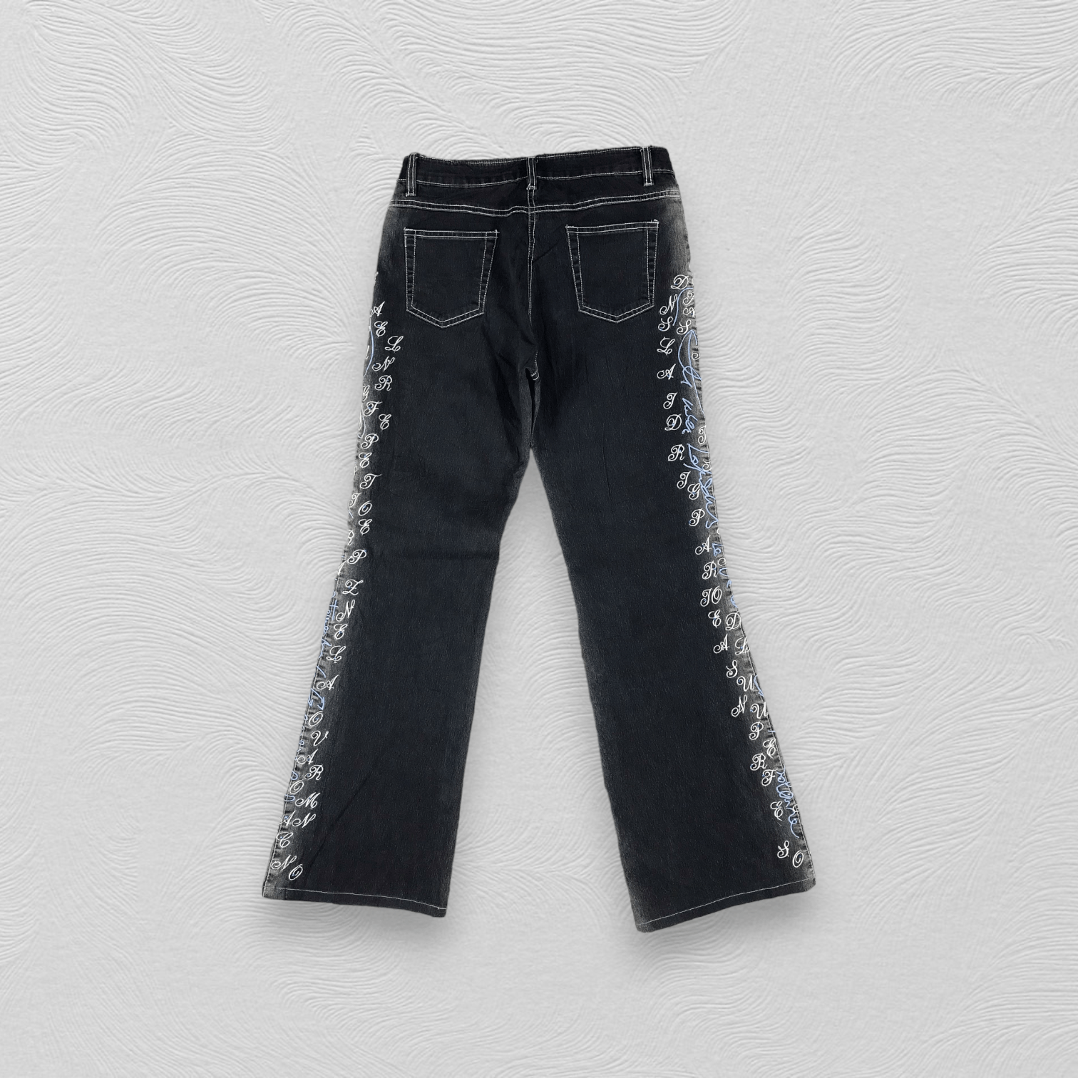 Japanese Brand Vintage Japanese Brand Jeans Embroidered Flare Pants Size US 28 / EU 44 - 2 Thumbnail