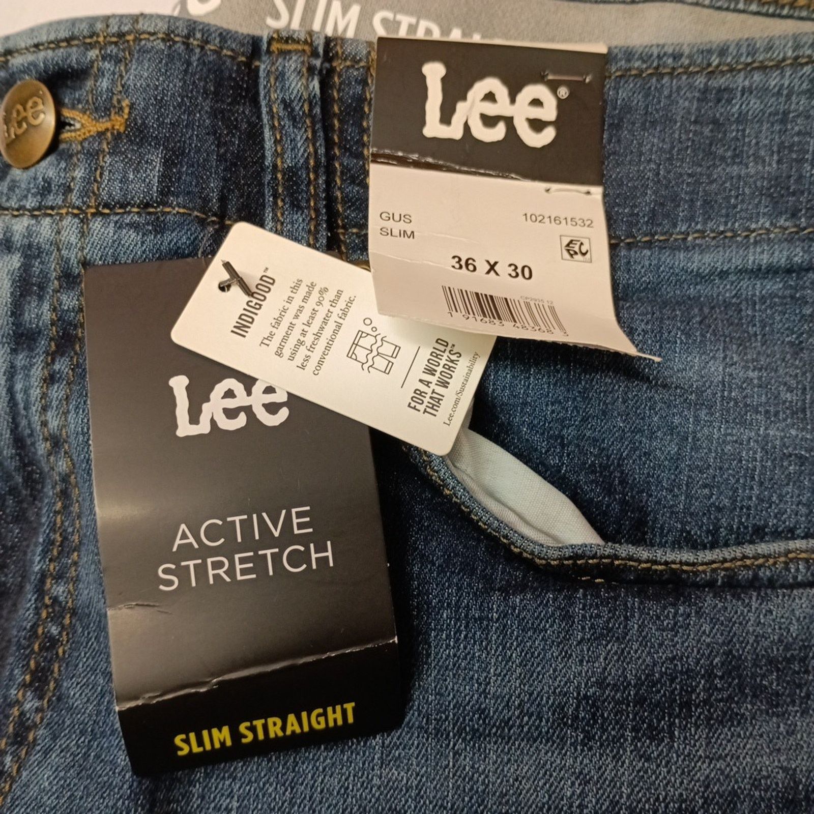 Lee Lee Active Stretch Slim Straight Jeans Men's Size 36x30 Blue Size US 36 / EU 52 - 2 Thumbnail