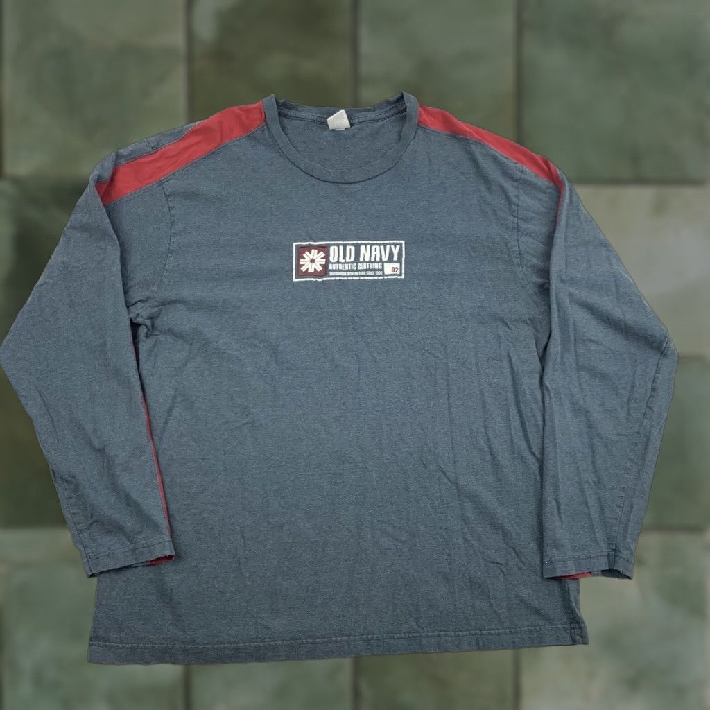 Old Navy VINTAGE Old Navy Shirt Adult XL Gray Logo USA Grunge 2000s Crew Neck Long Sleeve T-Shirt Mens Size US XL / EU 56 / 4 - 1 Thumbnail