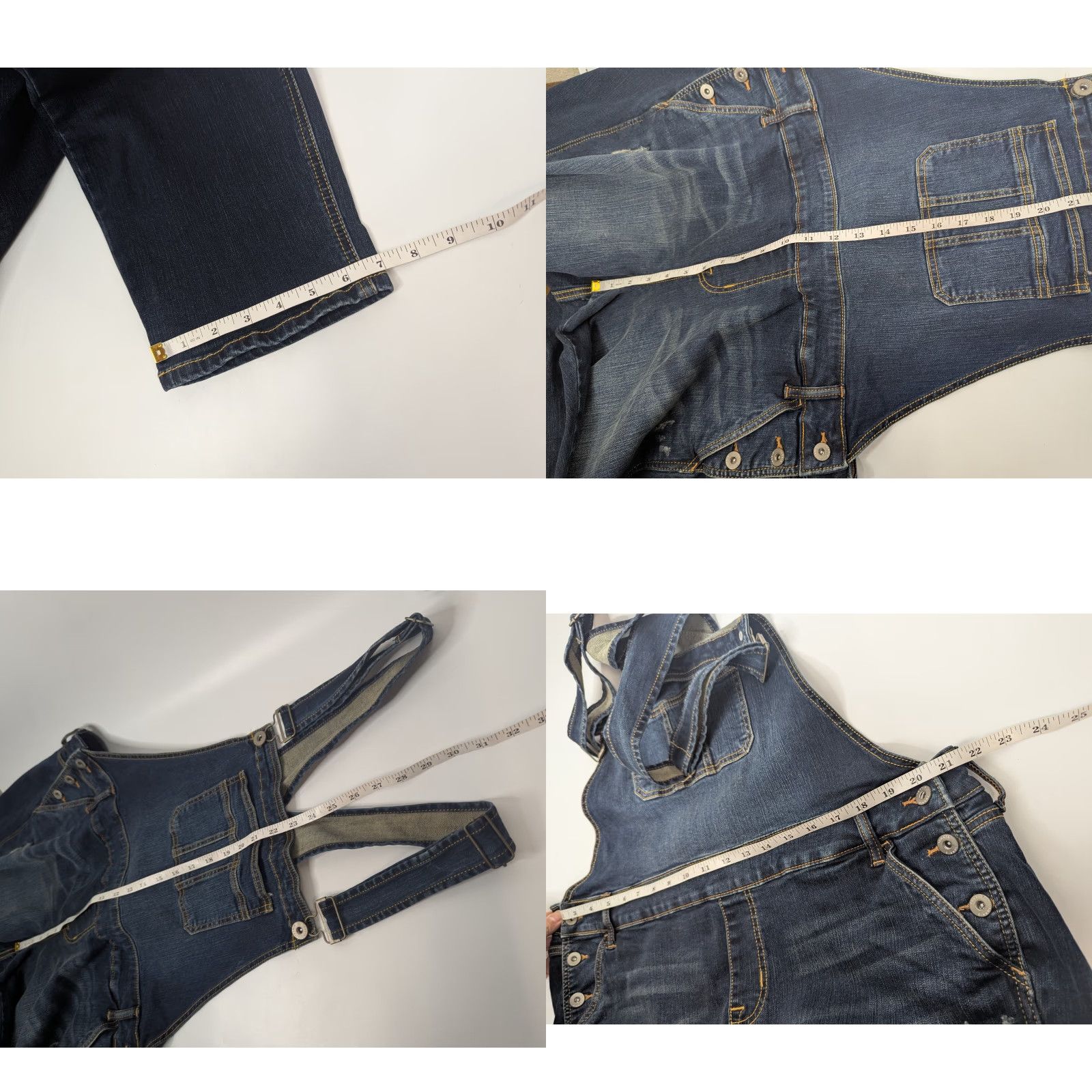 Torrid VINTAGE Torrid Crop Jean Bib Overalls Denim Women's Sz 20 NWT Dark Wash Stretch Denim Buckle Button Pattern: Solid Leather/Belt Loops? Size 42" / US 20 - 8 Thumbnail