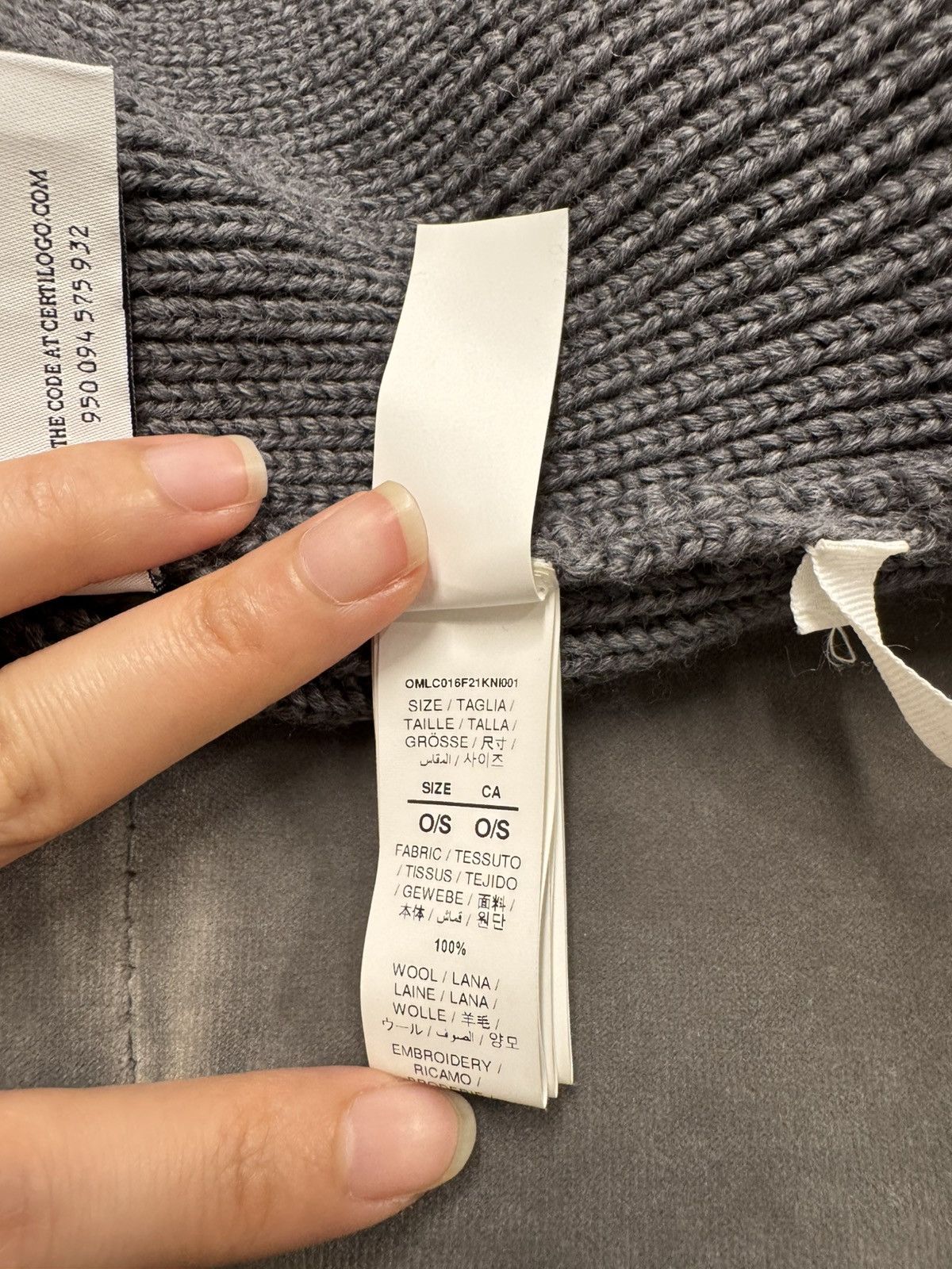 Off-White NWT Wool Rib Beanie - GRAY, OS Size ONE SIZE - 6 Thumbnail