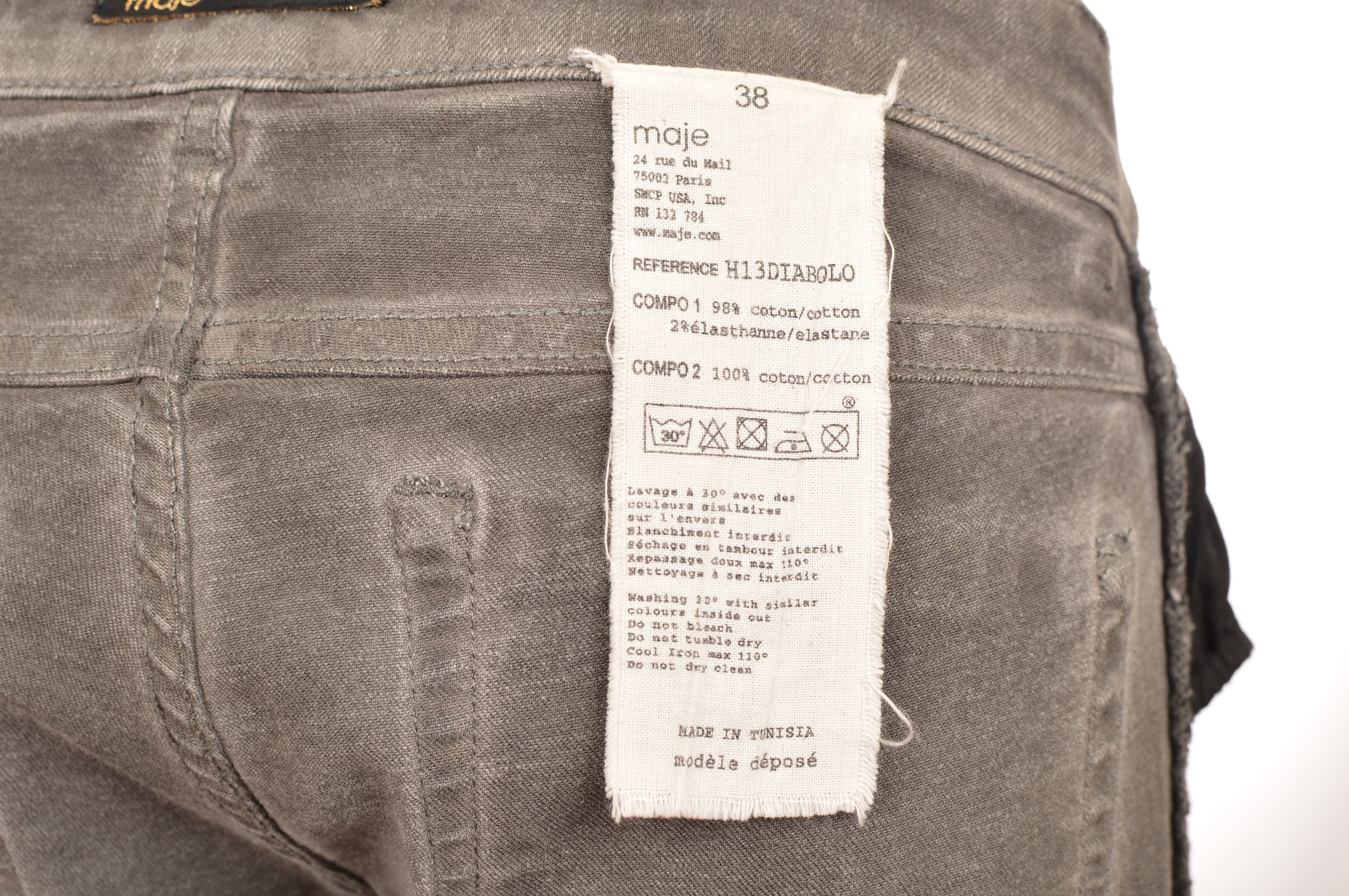 Maje Maje H13DIABOLO Gray Biker Stretch Denim Jeans Size 27" / US 4 / IT 40 - 6 Thumbnail
