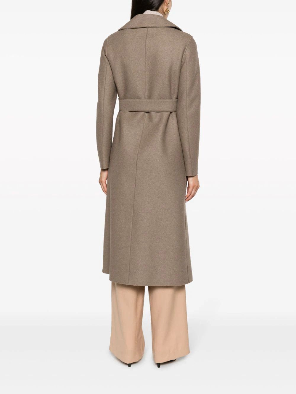 Harris Wharf London o1s22i1n1024 Pressed Wool Long Coat in Taupe Brown Size S / US 4 / IT 40 - 4 Thumbnail