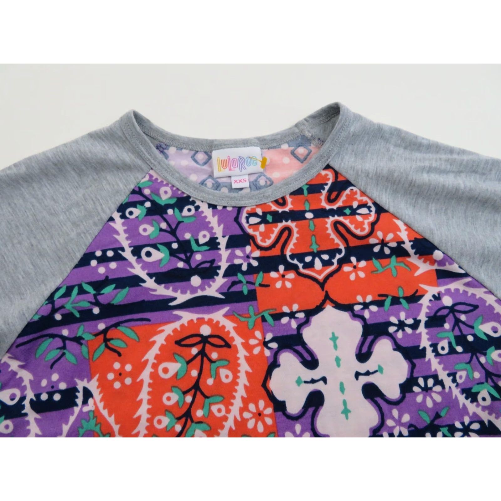 Vintage LuLaRoe Randy Shirt Top 2XS Stripes Baseball Tee T Paisley Floral LLR Womens Shirt XS? Size XXS / US 00 / IT 34 - 4 Thumbnail