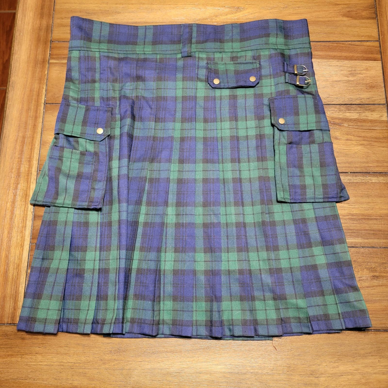 Other Men's Heavy Tartan Utility Kilt Green & Blue - Size XL Size 40" / US 18 - 1 Thumbnail