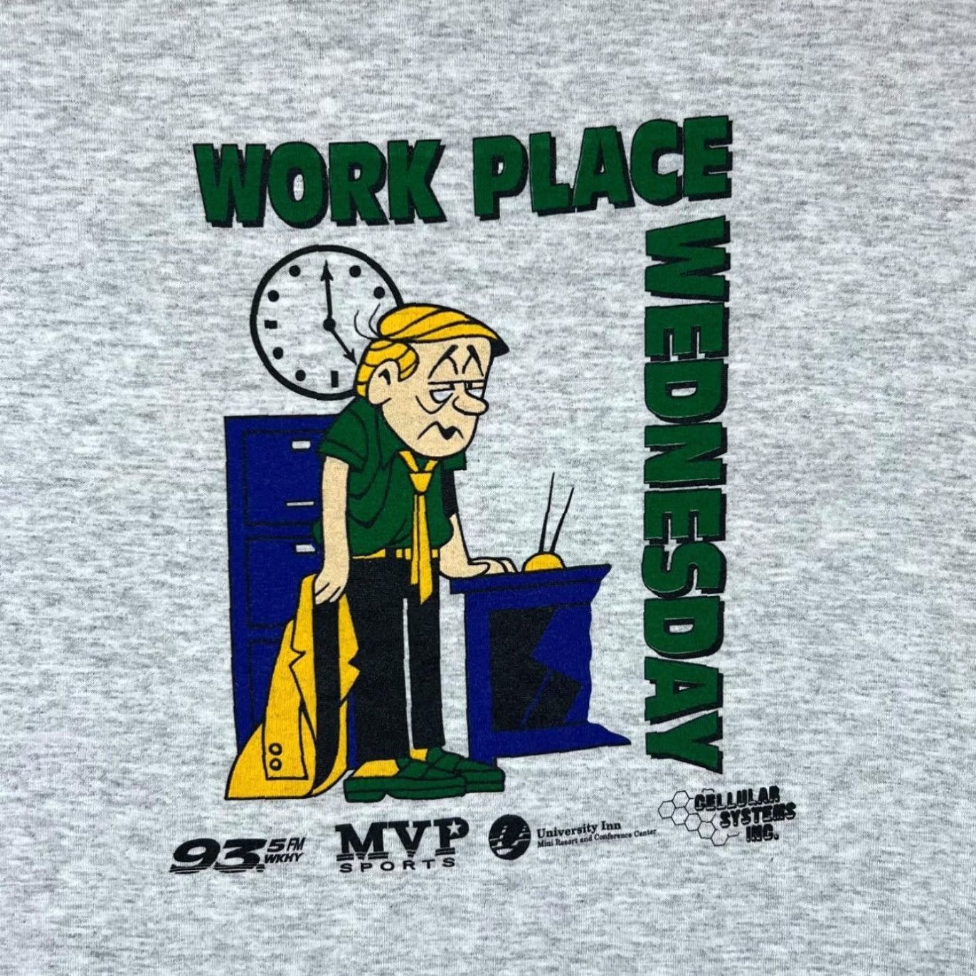 Russell Athletic VINTAGE Russell Athletic WORK PLACE WEDNESDAY Made In USA Graphic T-Shirt XL Mens Grey USA Cartoon Print Shirt Size US XL / EU 56 / 4 - 2 Thumbnail