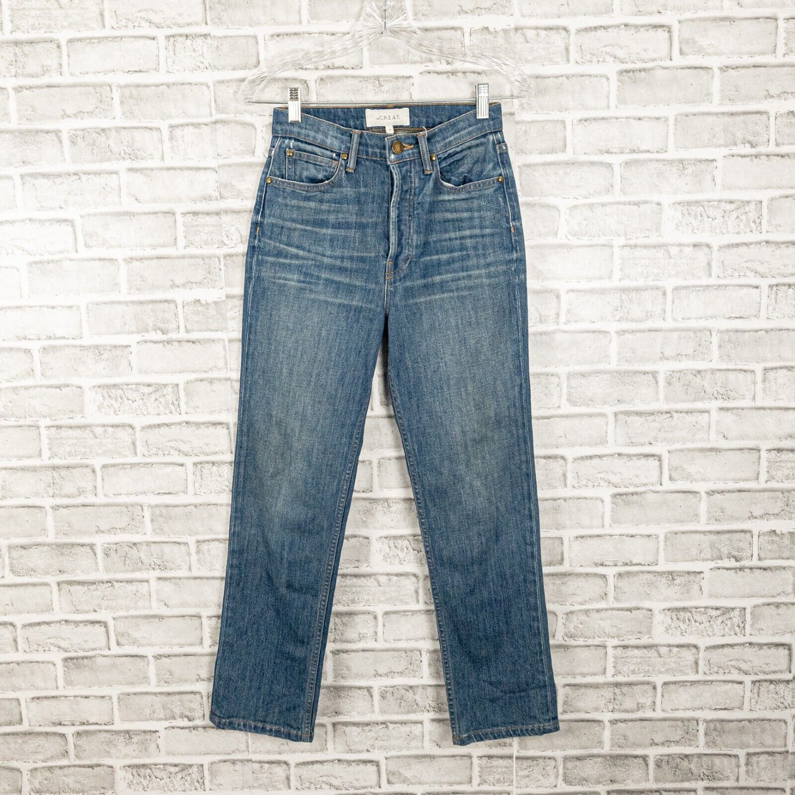 THE GREAT The GREAT. The Straight A Denim Jeans Ankle Crop in Blue Size 24" / US 00 / IT 34 - 5 Thumbnail