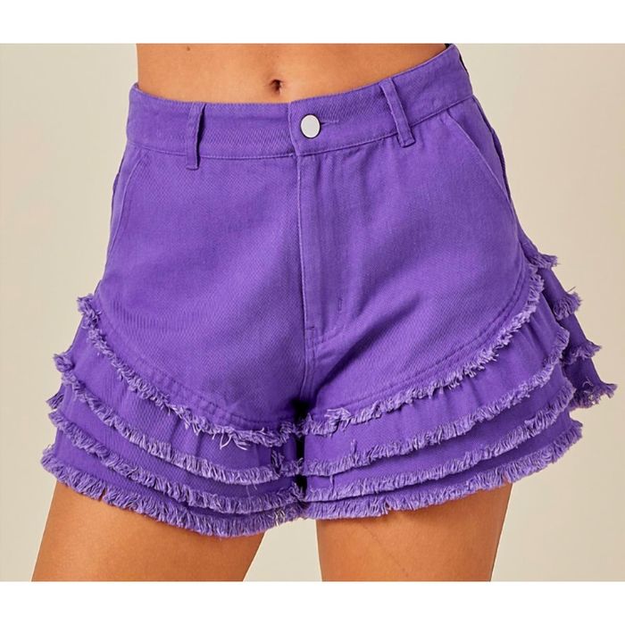 Designer DAY + MOON Complete Crush Ruffle Shorts In Purple | Grailed