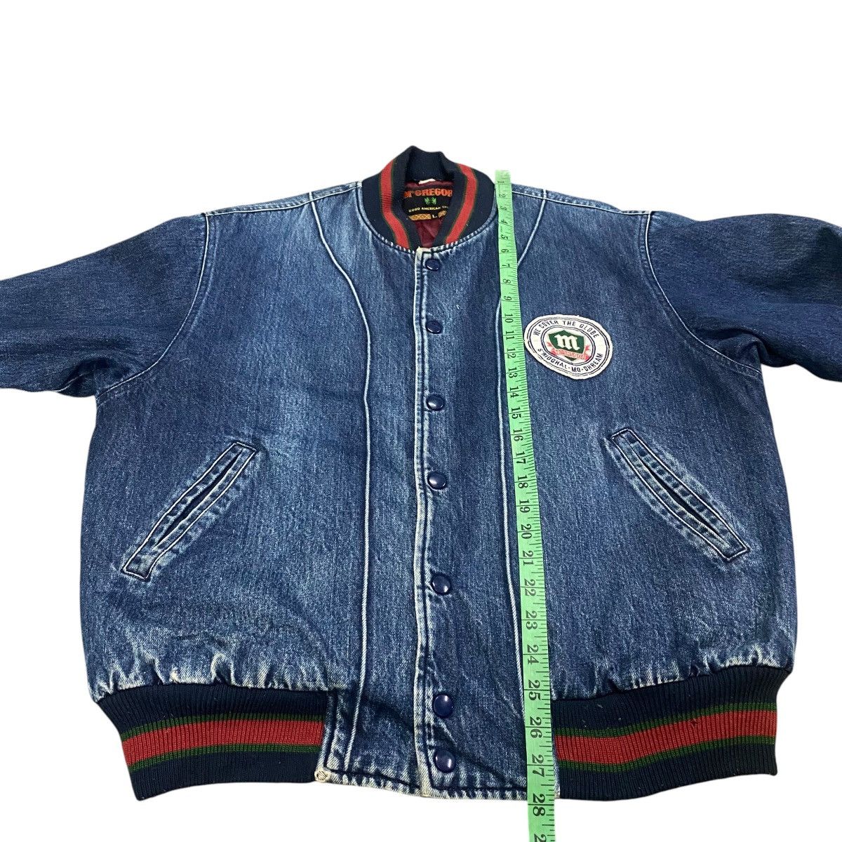 McGregor × Vintage Vintage 90s McGregor Denim Bomber Snap Button Jacket L Size Size US L / EU 52-54 / 3 - 22 Thumbnail