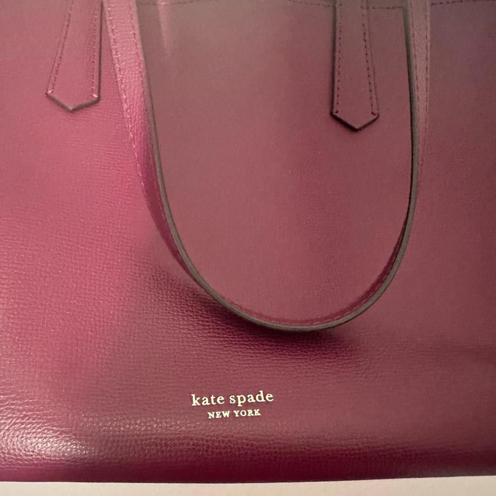 Kate Spade Kate Spade Molly Large Work Leather Tote Handbag Sangria Size ONE SIZE - 7 Thumbnail