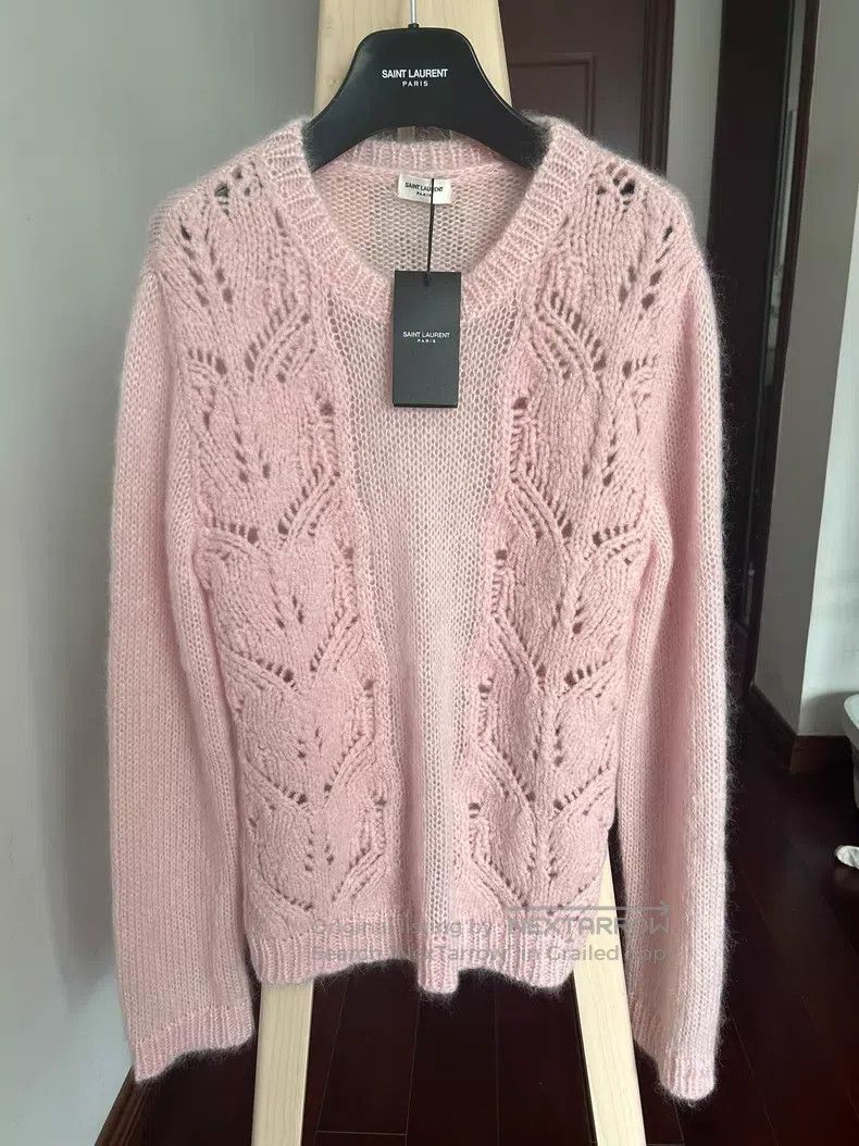 Saint Laurent Paris Saint Laurent Paris Pink Round Neck Embroidered Sweater Size US M / EU 48-50 / 2 - 1 Thumbnail