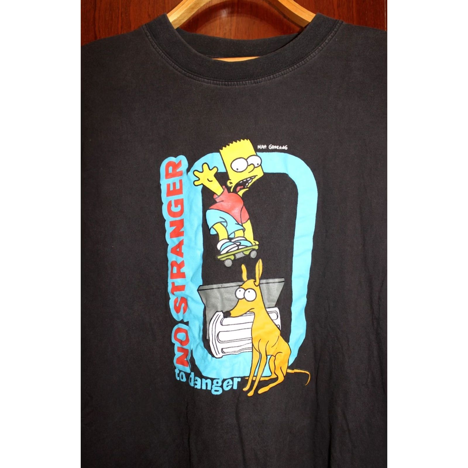 Vintage VINTAGE The Simpsons T-Shirt XL 1990 Matt Groening No Stranger to Danger Black Men XL Shirt Size US XL / EU 56 / 4 - 2 Thumbnail