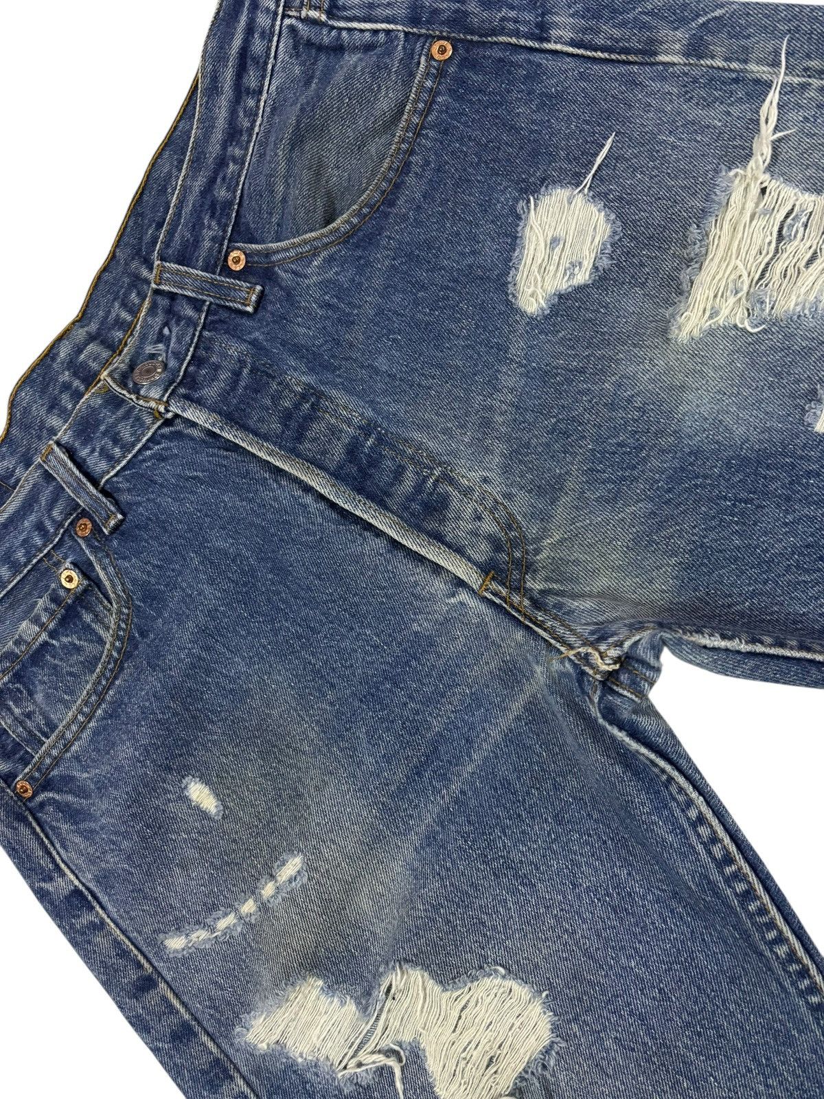 Levi's Vtg 90s Levis 501 Distressed Ripped Jeans Size US 31 - 4 Thumbnail