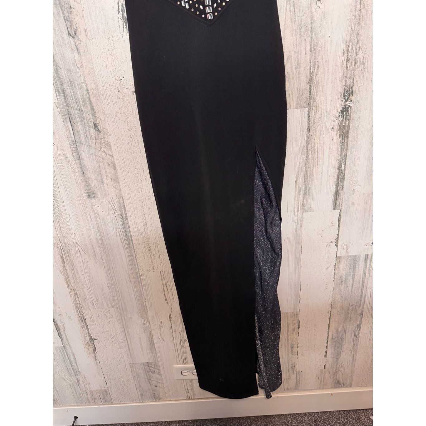 Other Black Rhinestone Mesh Evening Gown – Slit Maxi Dress, Size M Size M / US 6-8 / IT 42-44 - 5 Thumbnail