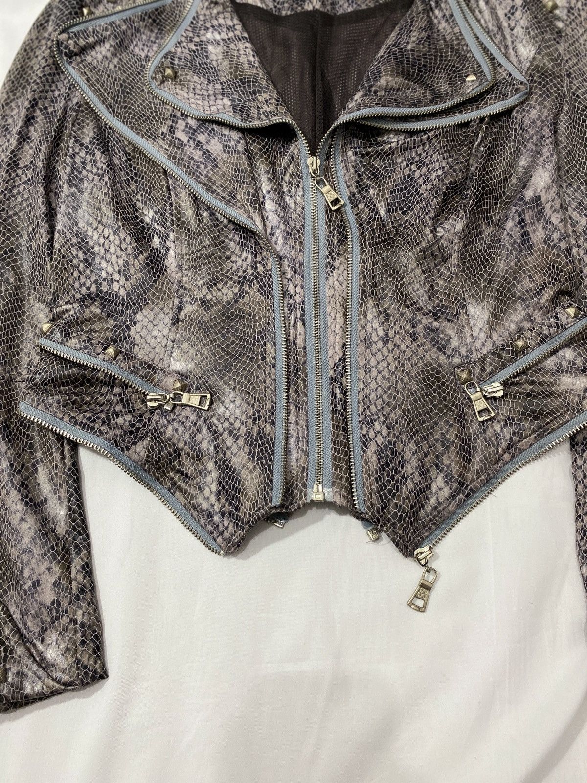 Yasuyuki Ishii Shalang Studed Punk Snake Skin Vkei Leather Jacket Size US S / EU 44-46 / 1 - 4 Thumbnail
