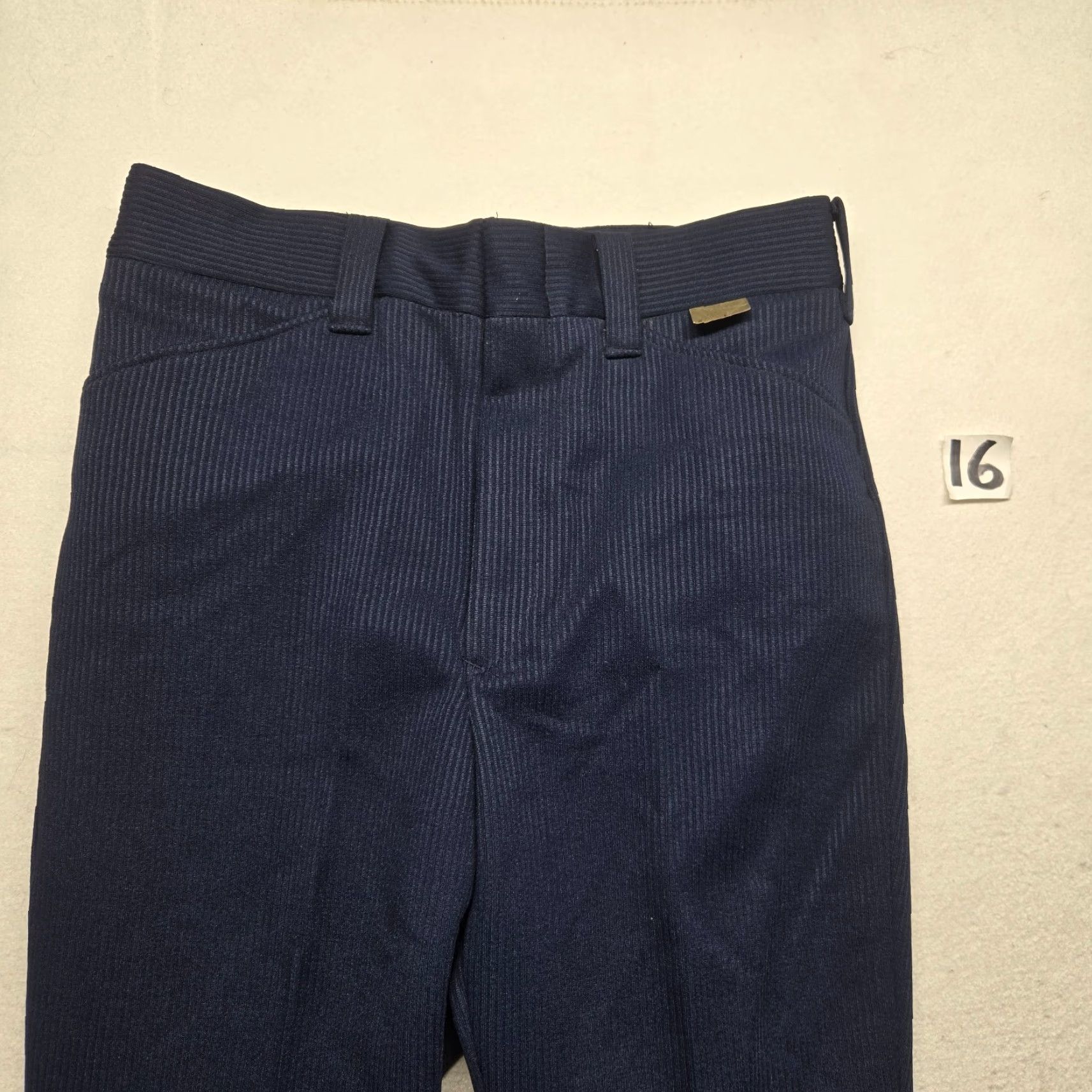 Wrangler VINTAGE Mr. Wrangler Blue Knit Flare Cuffed Plaid Pants 29 x 32 Mens 70s Polyester Vintage Pants Blue Wrangler 29 32 Men’s Size US 29 - 2 Thumbnail