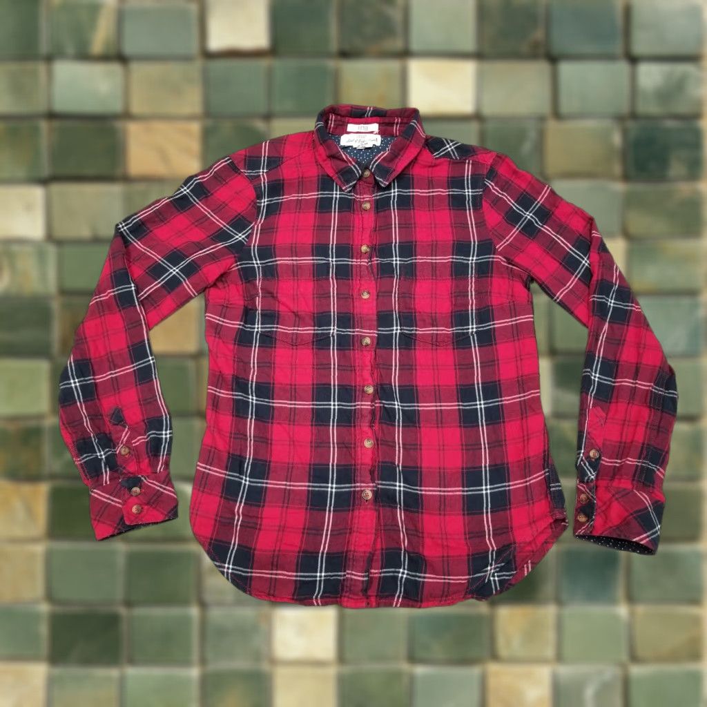 H&M H&M L.O.G.G. Shirt Womens 6 Red Plaid Flannel Button-Up Long Sleeve Casual Shirt Size M / US 6-8 / IT 42-44 - 1 Thumbnail
