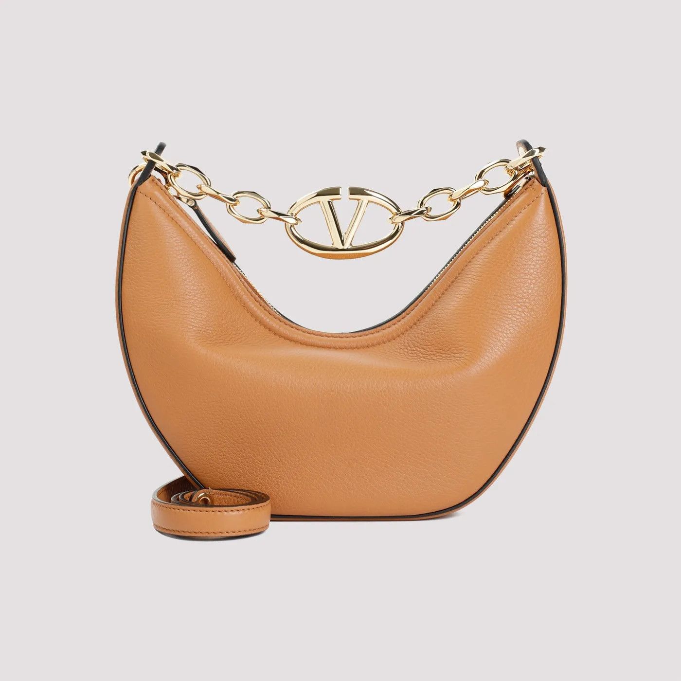 Valentino o1s22i1n0924 Size: OS / Small Vlogo Moon Hobo Bag in Brown Size ONE SIZE - 1 Thumbnail