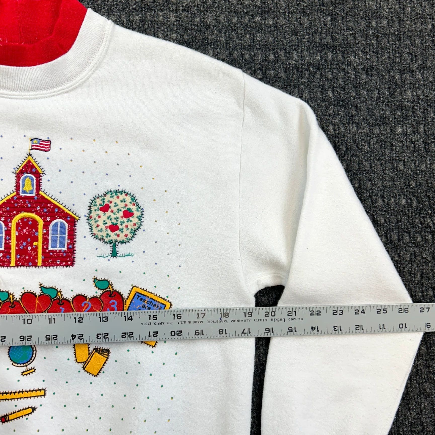 Vintage VINTAGE Morning Sun Sweatshirt Collared Knit Pullover Casual Women’s M White 80s 90s Retro School Embroidered Size M / US 6-8 / IT 42-44 - 6 Thumbnail
