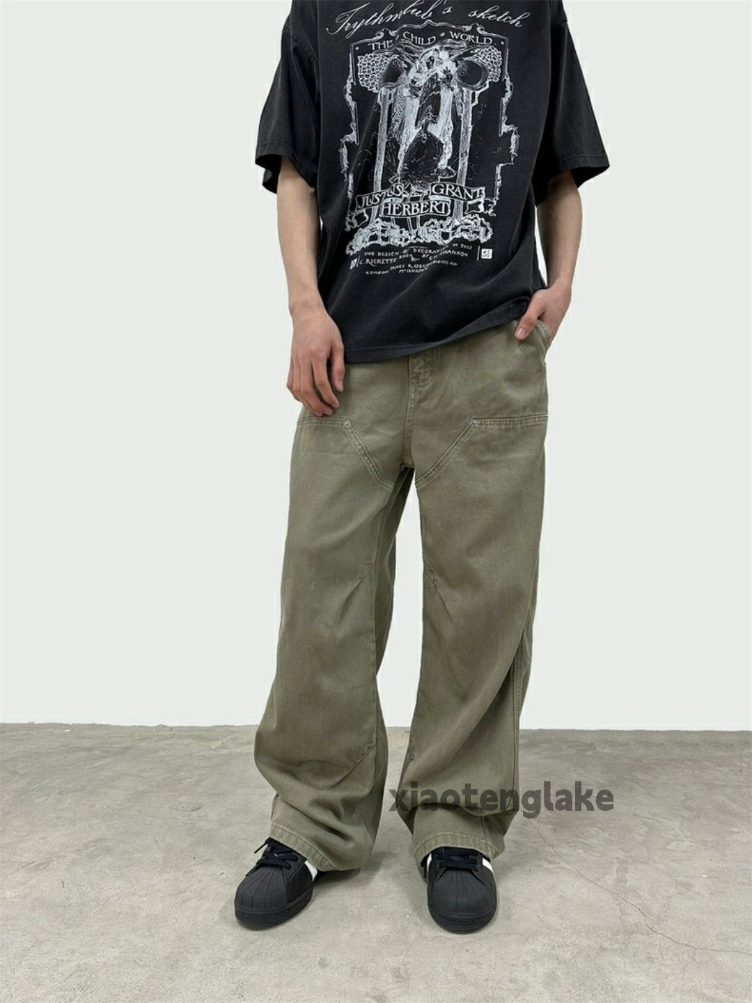 Designer × Japanese Brand × Vintage washed faded loose baggy carpenter skate cargo pants Size US 32 / EU 48 - 4 Thumbnail