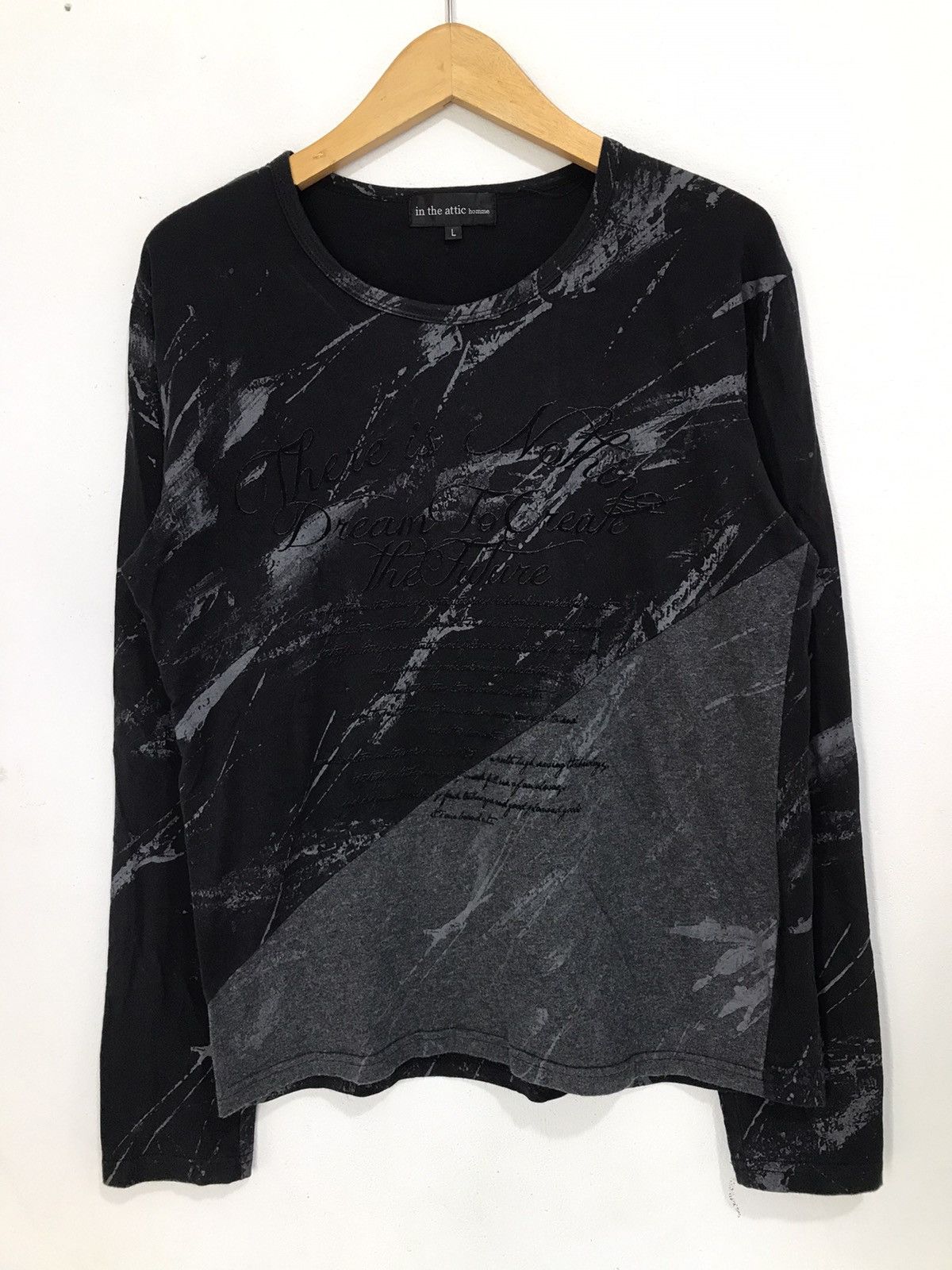 image of 14Th Addiction x In The Attic Abstratc Poem Long Sleeve Ifsix Lgb Style in Black, Men's (Size Large