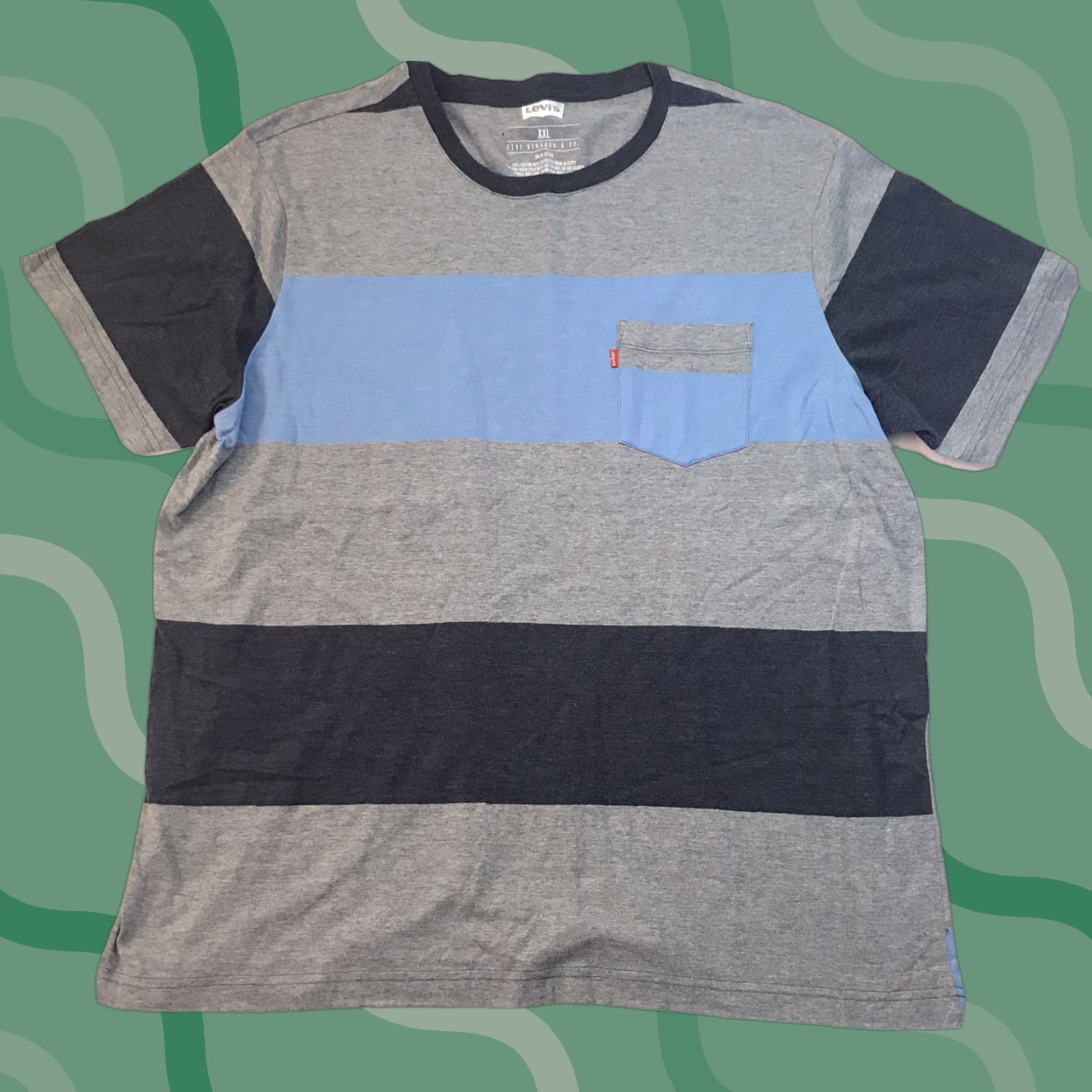 Levi's Levis Mens T Shirt Blue Gray Rugby Striped Short Sleeve Soft Vintage Look XXL Size US L / EU 52-54 / 3 - 1 Thumbnail
